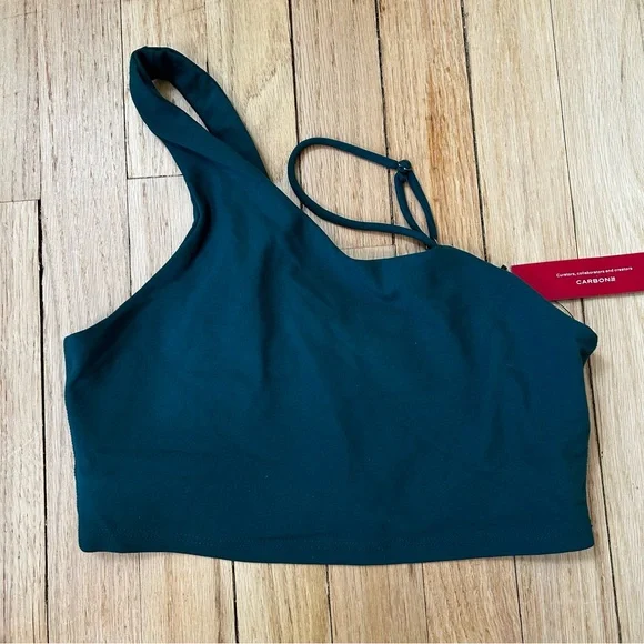 carbon38 one shoulder sports bra ponderosa pine green small melt - Picture 5 of 6